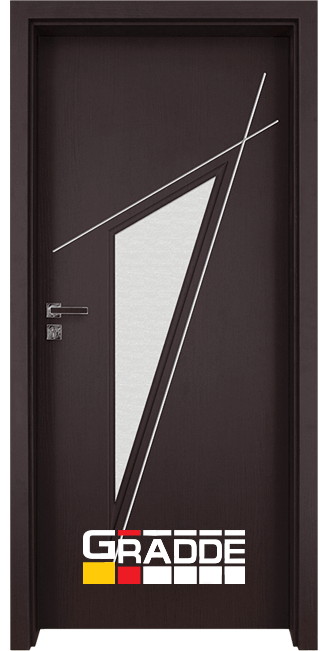 Интериорна врата Gradde серия Kristall, модел Glas 4.2 в цвят Орех Рибейра