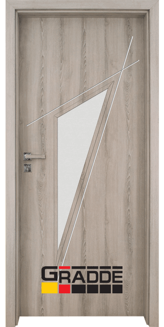 Интериорна врата Gradde серия Kristall, модел Glas 4.2 в цвят Ясен Вералинга